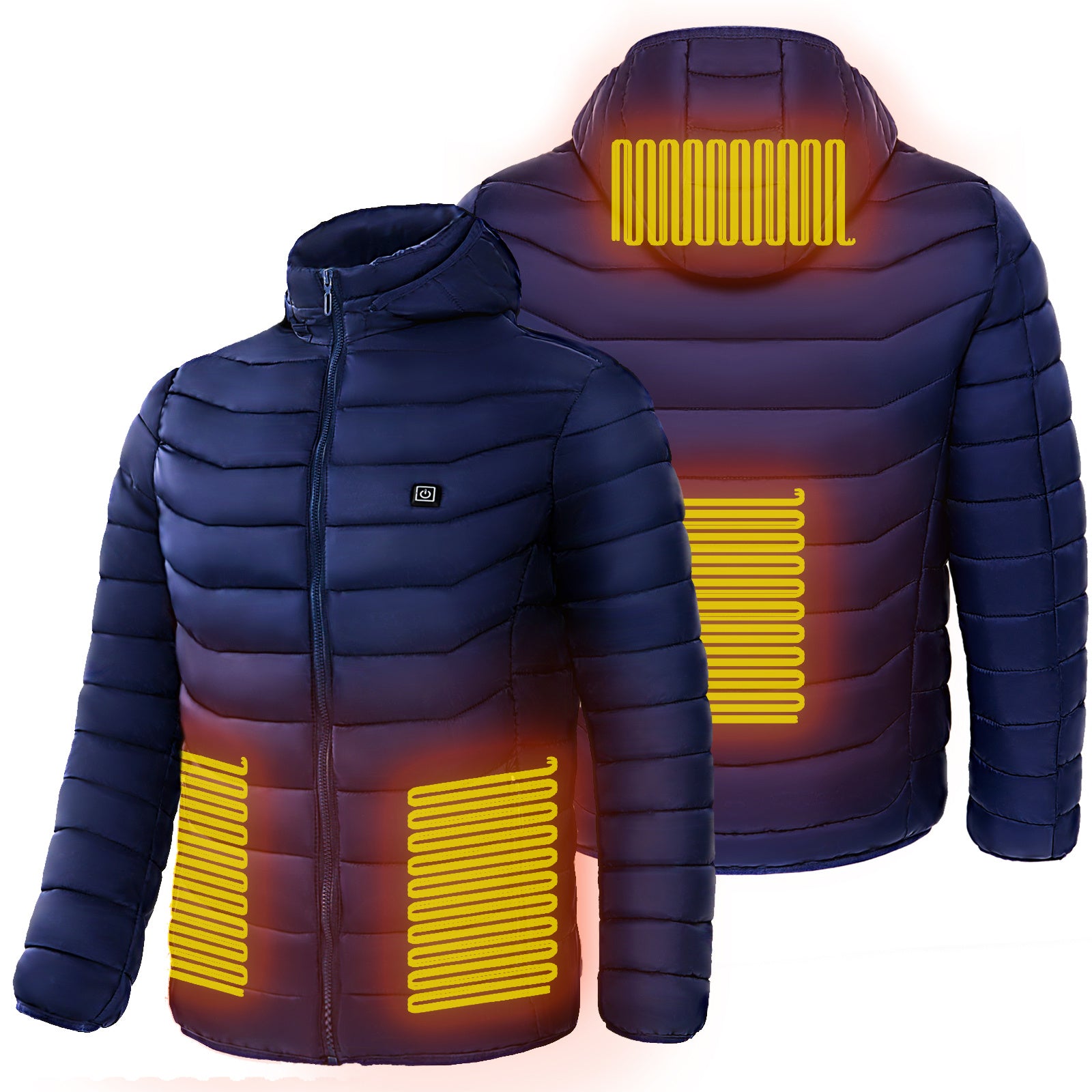 Men - Women's Unisex Heated Puffer Jacket Electric Heating Coat Insulated Hood Windbreaker 9Heat Zones