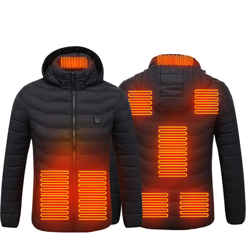 Men - Women's Unisex Heated Puffer Jacket Electric Heating Coat Insulated Hood Windbreaker 9Heat Zones