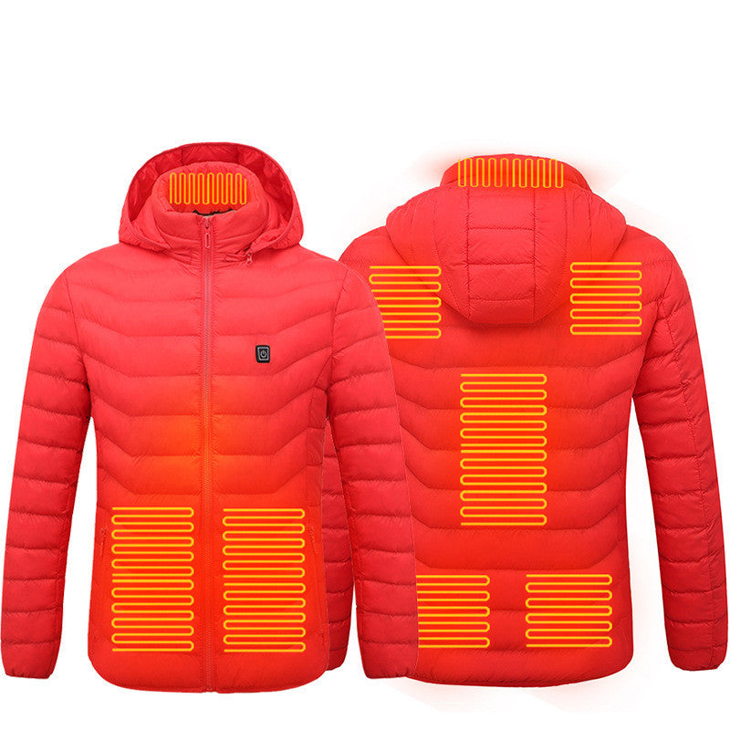 Men - Women's Unisex Heated Puffer Jacket Electric Heating Coat Insulated Hood Windbreaker 9Heat Zones