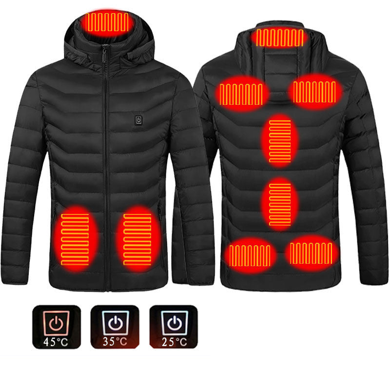 Men - Women's Unisex Heated Puffer Jacket Electric Heating Coat Insulated Hood Windbreaker 9Heat Zones