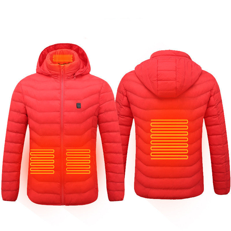 Men - Women's Unisex Heated Puffer Jacket Electric Heating Coat Insulated Hood Windbreaker 9Heat Zones